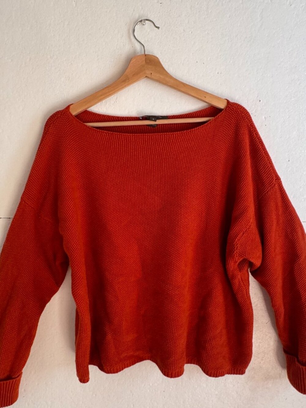 French Connection Burnt Orange Cotton Chunky Knit Sweater | Size Small